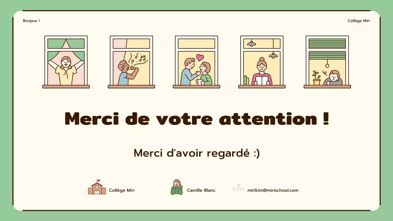 Cours d'anglais mettant en valeur des illustrations mignonnes dans les tons beige et vert