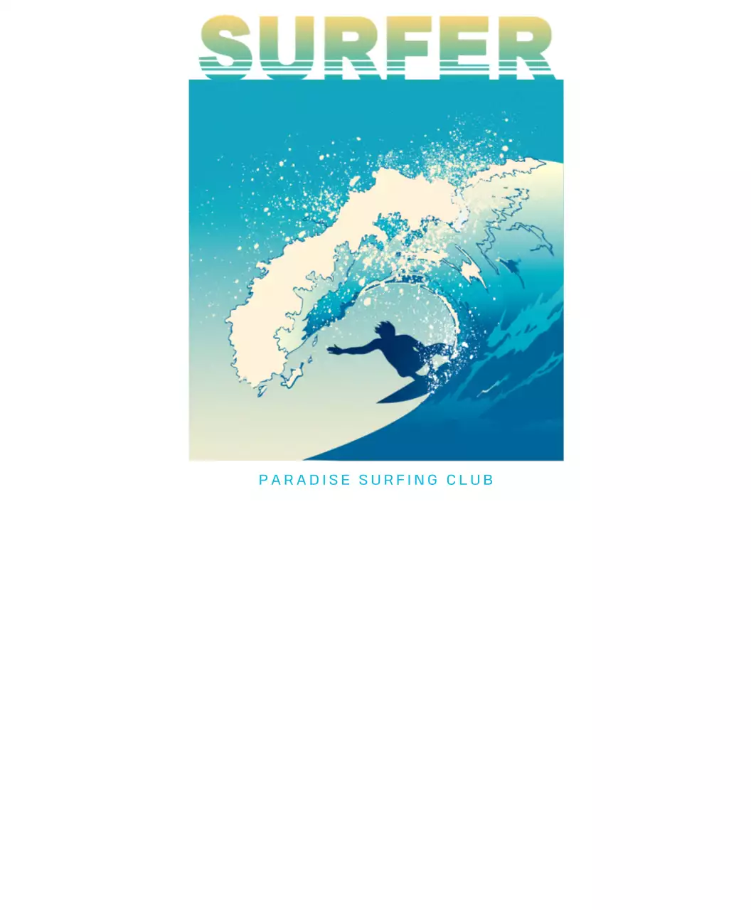 Gelbes und blaues Surfclub-Team-T-Shirt