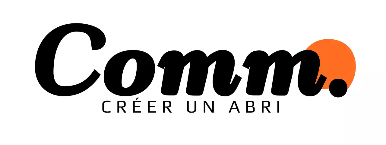 Logo d'une société de design d'espace avec des couleurs orange et noir