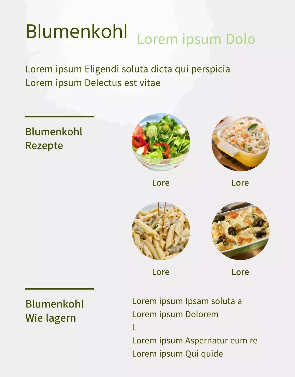 Produktbeschreibung des Blumenkohlhofs mit einer hellgrünen Aquarellfarbe