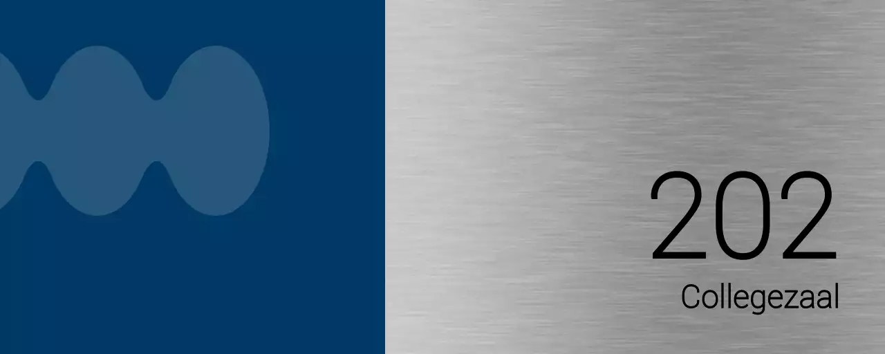 Universitaire klasnamen met eenvoudige blauwe en zwarte vormen als accenten