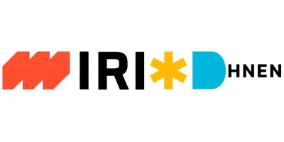 Ein Logo mit einer Mischung aus einfachen Formen und Alphabeten in verschiedenen Farben und Schwarz.