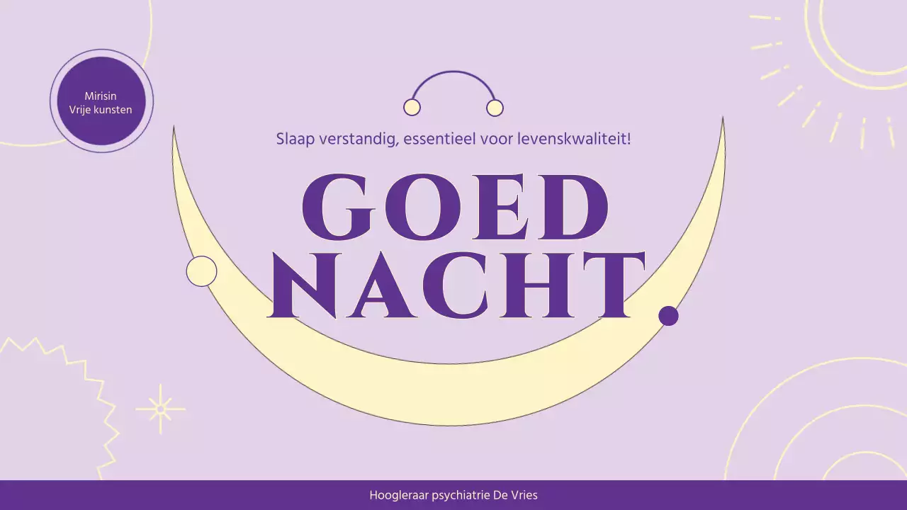 Mauve's eenvoudige slaapgewoonten kliniek lezing