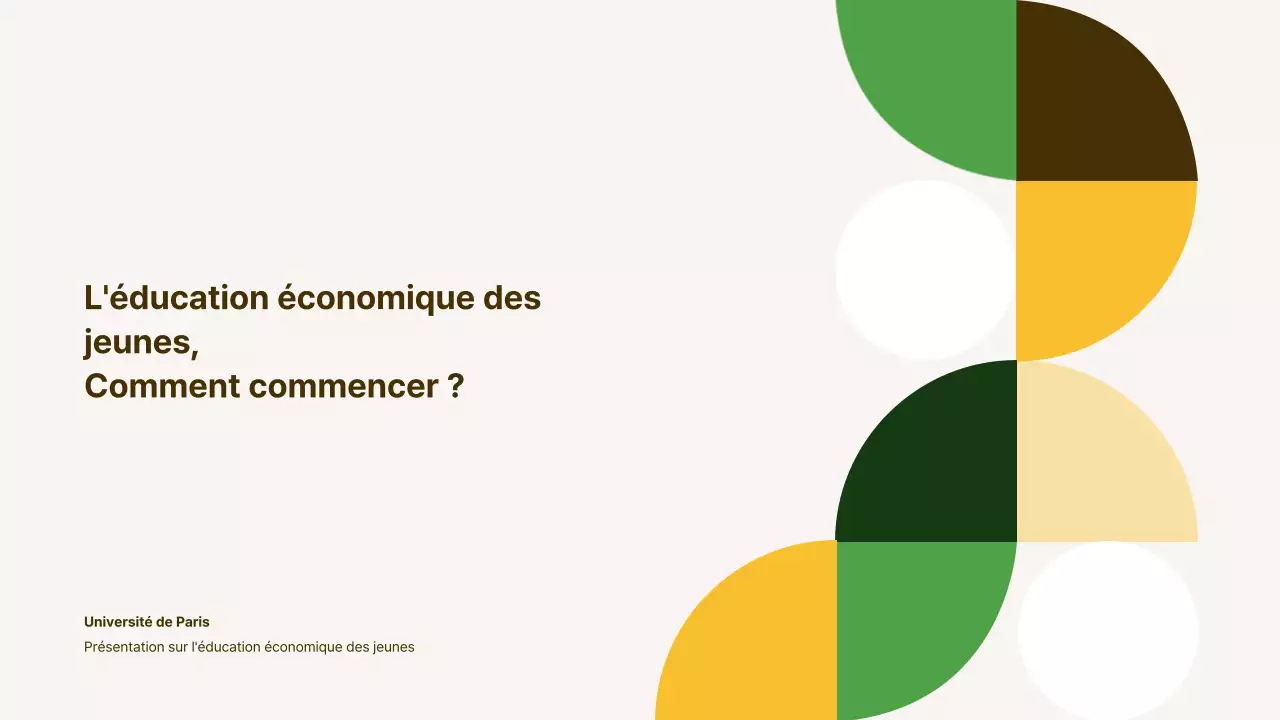 Matériel simple d'éducation économique des jeunes, jaune et brun