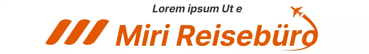 Ein orangefarbenes Werbedesign mit dem Logo und Namen Ihres Reisebüros.