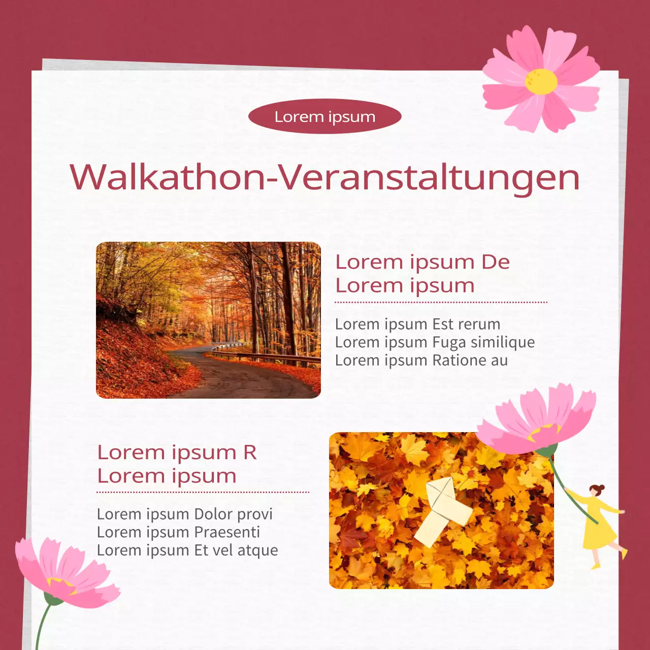 Werbung für ein modernes Herbstfest in Rot und Orange