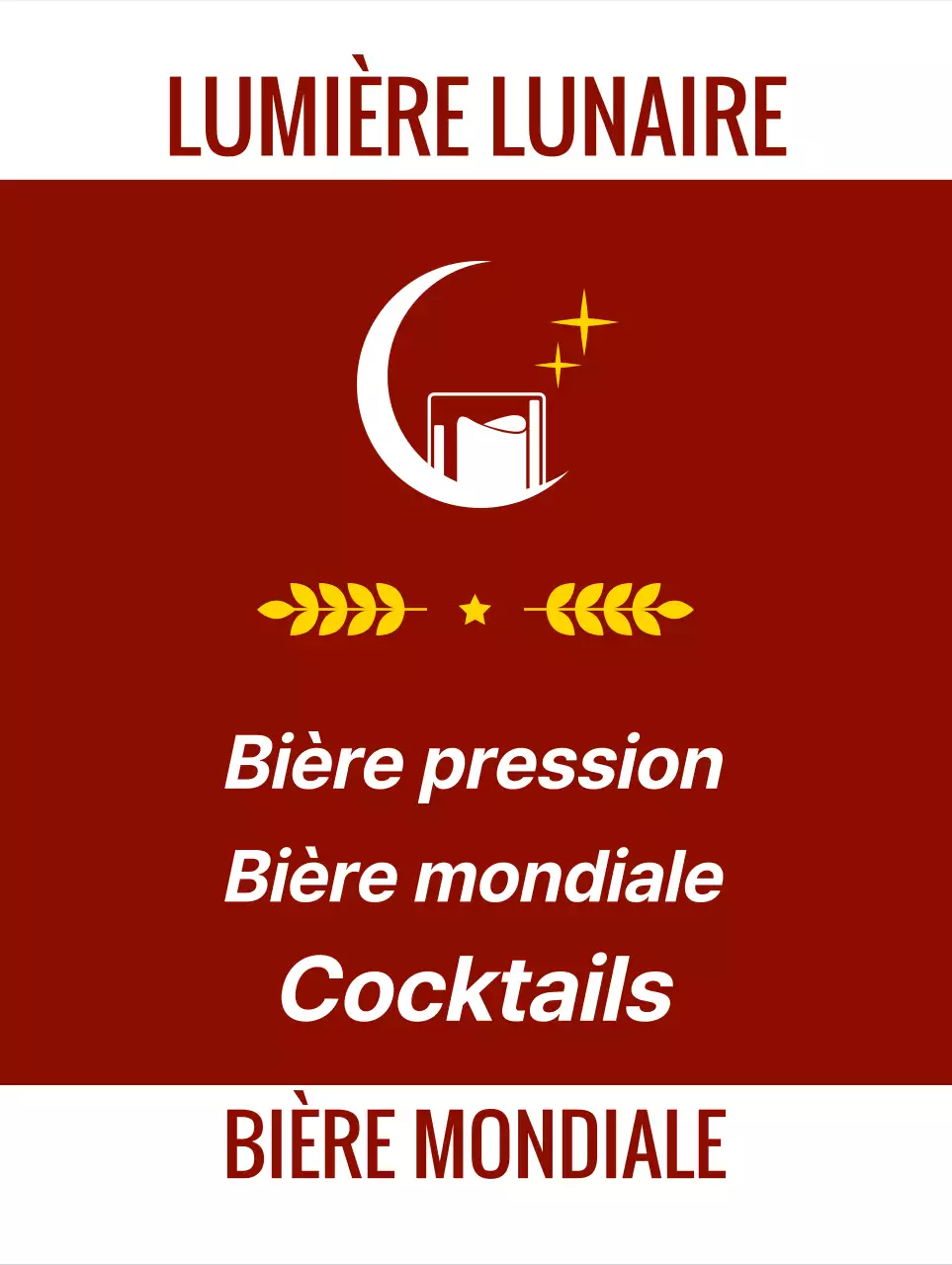Photos et logo d'un pub émotionnel avec vin et bière blanche