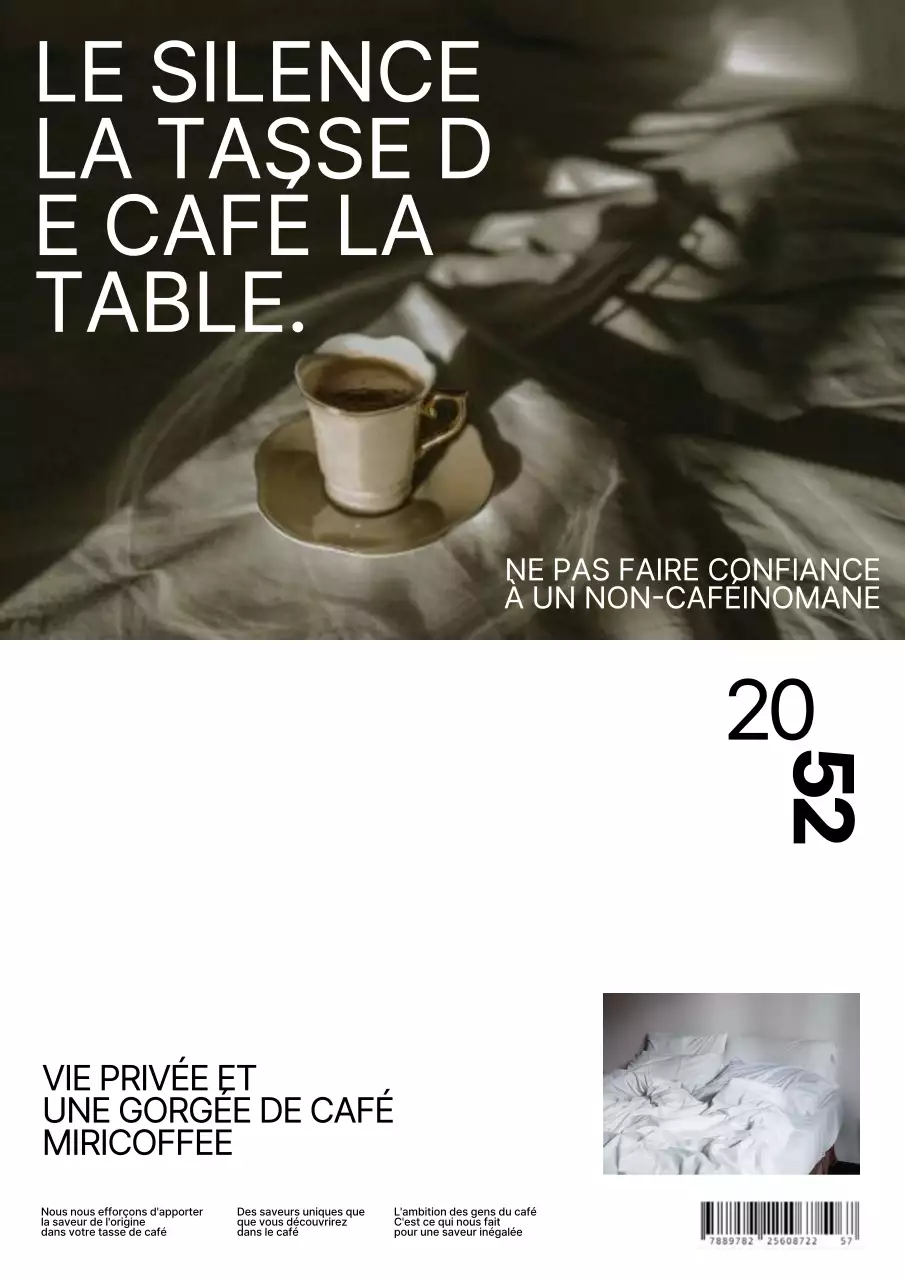 Affiche de la devanture d'un café en blanc et noir