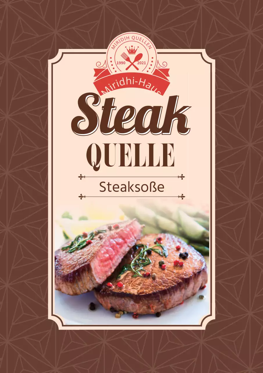 Steaksaucen-Etiketten mit bunten Mustern