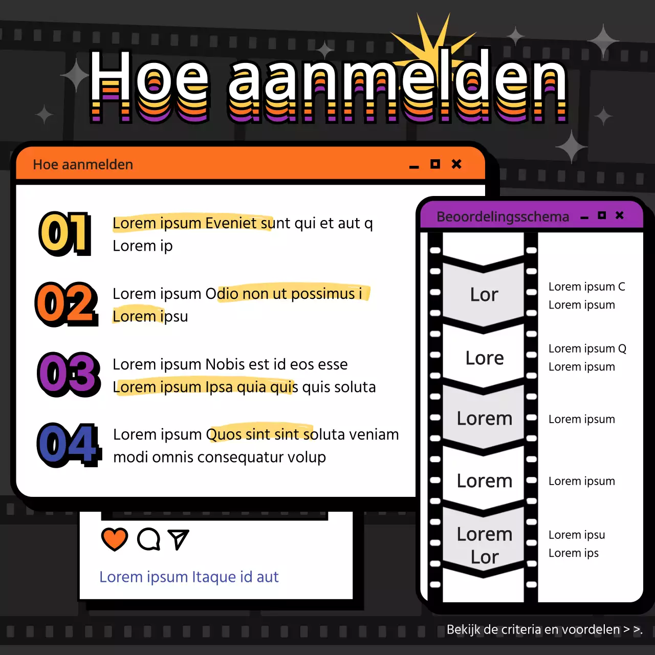 Retro wedstrijdaankondiging in webstijl op een zwarte achtergrond