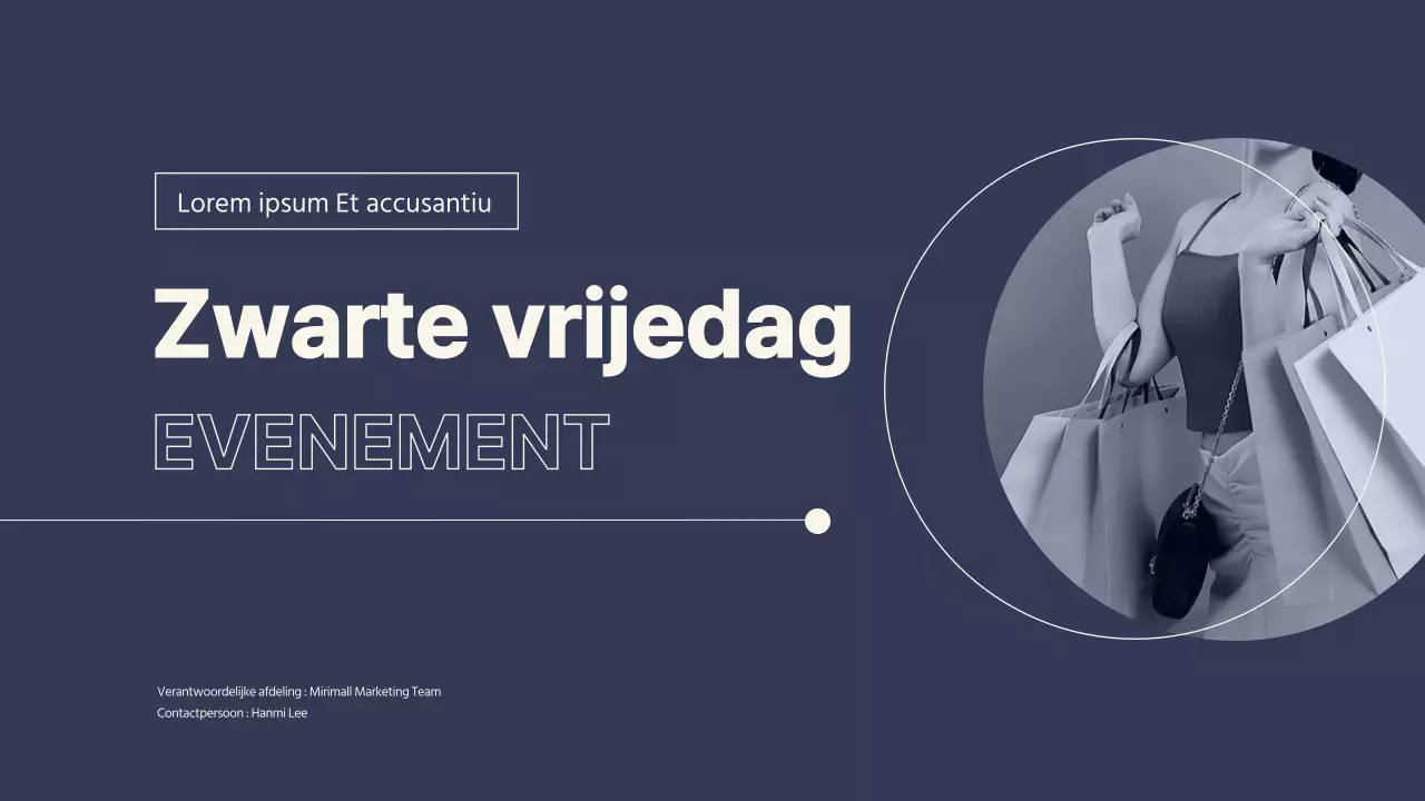 Black Friday event planner voor een modern winkelcentrum in navy en beige