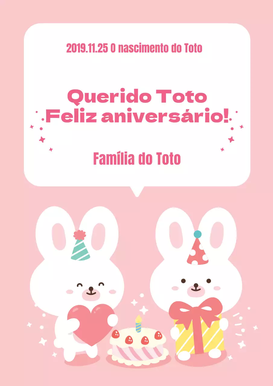 Celebração gira com uma personagem de coelhinho numa festa de aniversário cor-de-rosa