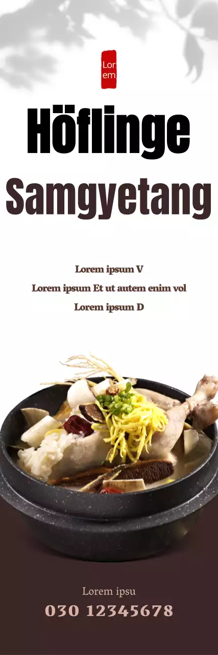 Werben Sie für Samgyetang mit einem sauberen Look auf weißem Hintergrund