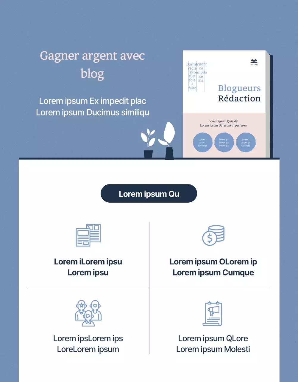 Vente d'ebooks en bleu et rose