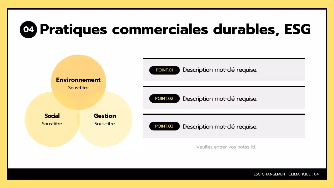 L'ESG simple et le changement climatique en jaune et noir