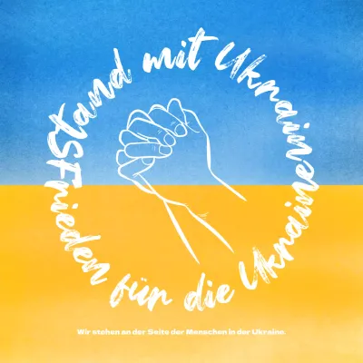 Blau-gelbe ukrainische FlaggeGegen den Krieg in Farbe