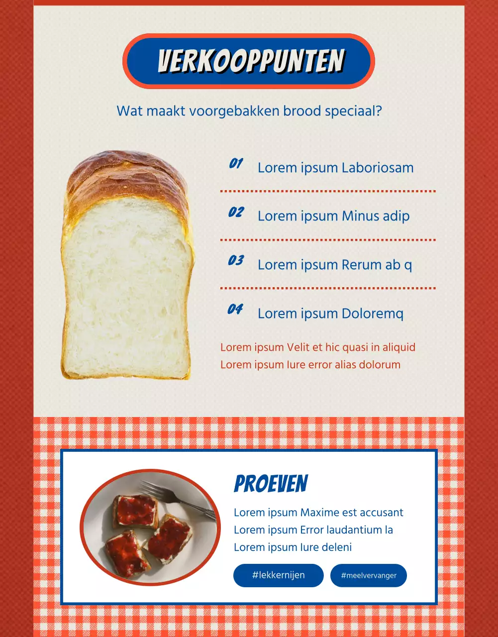 Introductie van rood en blauw vintage brood