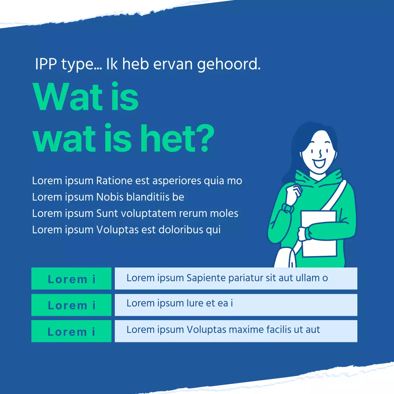 Het blauwe en mint universitaire werkstudietraject