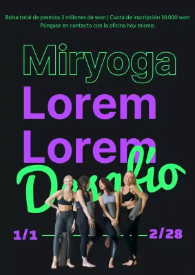 Guía de supervivencia para una dieta de yoga sencilla en verde y morado fluorescentes