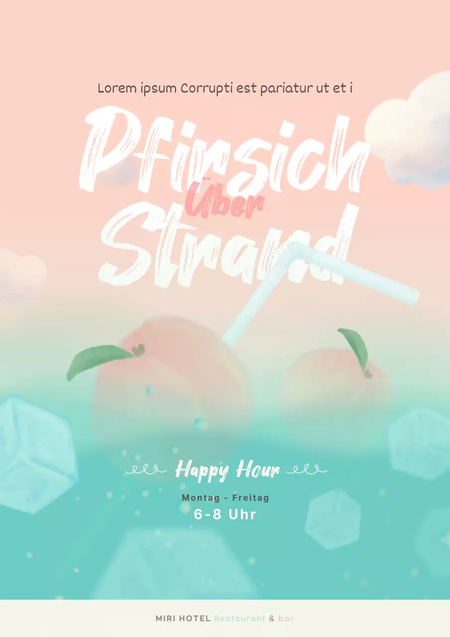 Coole neue Getränkewerbung mit rosa und minzigen Fruchtbildern