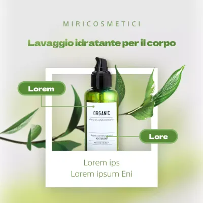 Pubblicità di un cosmetico per il lavaggio estivo del corpo verde e naturale