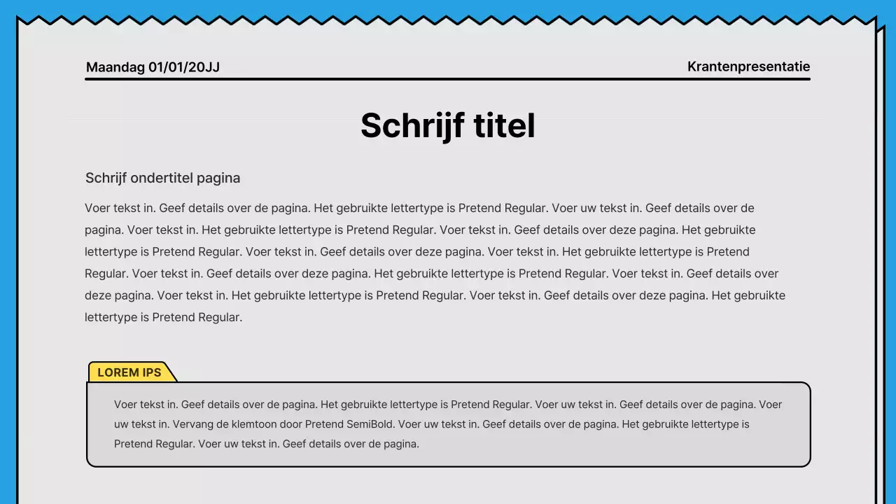 Gedurfde lijnen en aandachttrekkende presentatie in een krantenconcept met gele en lichtblauwe accentkleuren