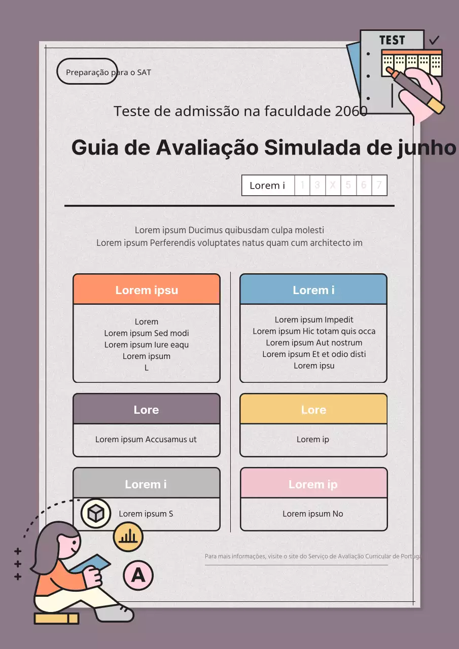 Guiá-lo através de uma avaliação simulada com um papel de teste roxo