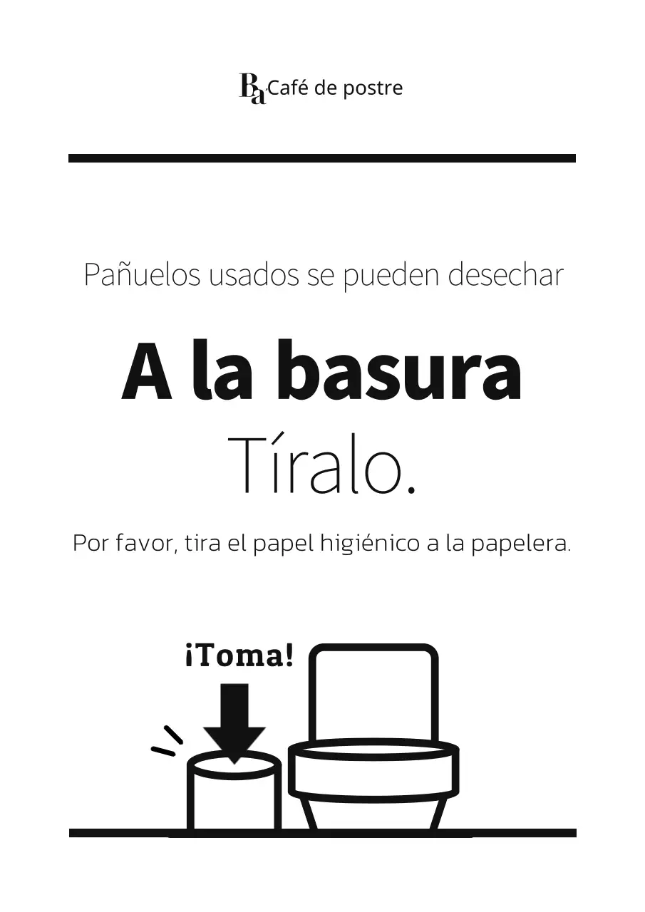 Instrucciones negras y sencillas para lavabos en tiendas