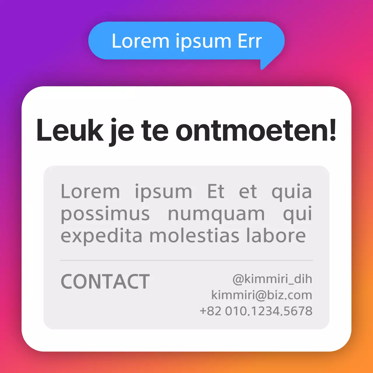 Instagram levenloos concept bio in paars en oranje kleurverloop
