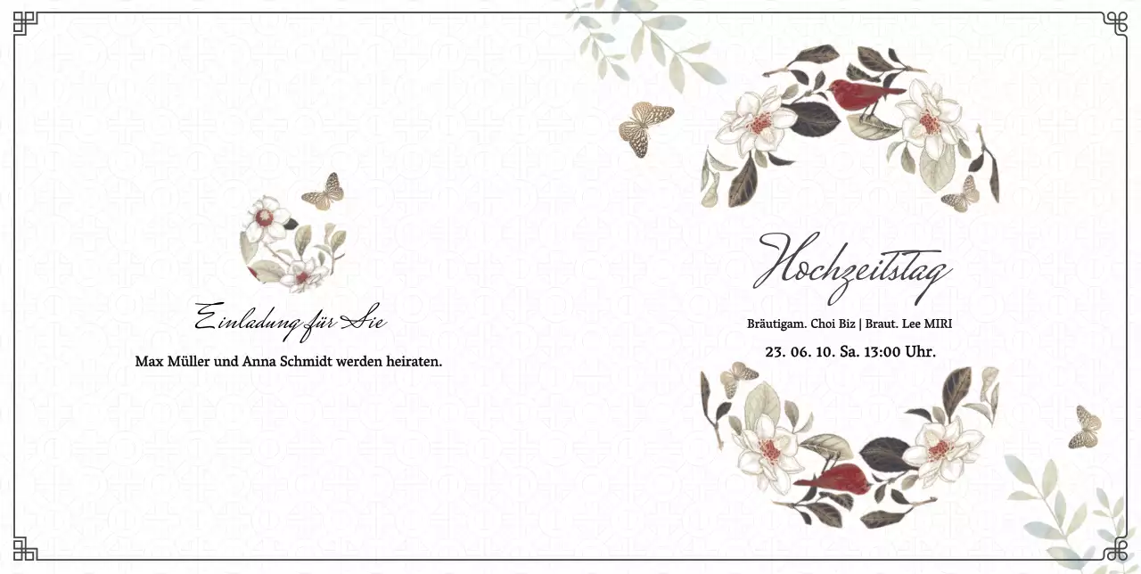 Traditionelle weiße und rote Hochzeitseinladungen