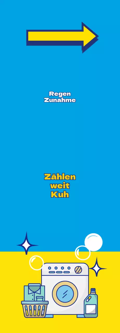 Waschsalon-Banner mit einem Wäschesymbol in gelber Punktfarbe auf blauem Hintergrund