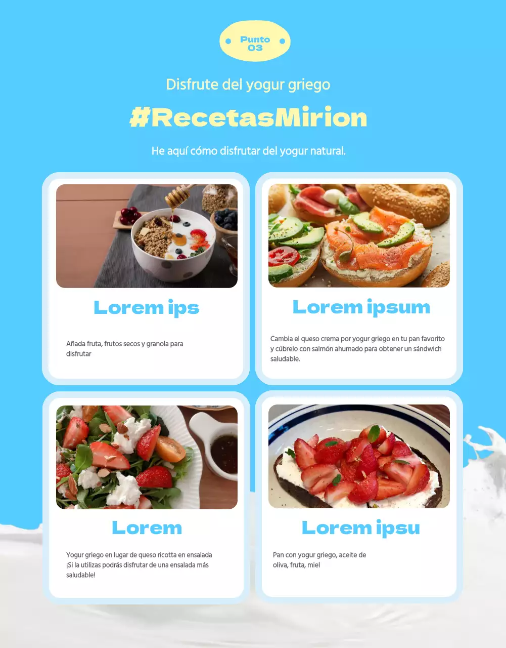 Información sobre el yogur en simpáticas ilustraciones en tonos pastel