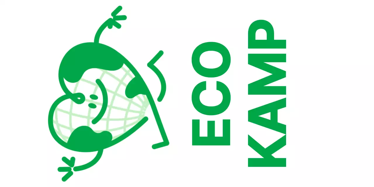 Promoot een milieuvriendelijk kamp met een schattig hartvormig aardefiguur in het groen.