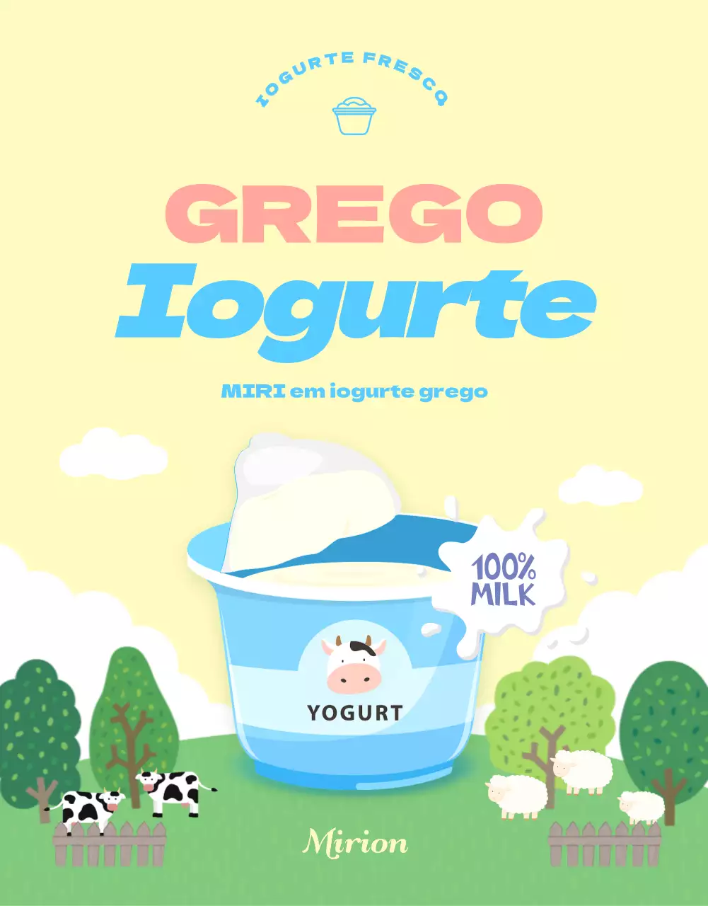 Informações sobre iogurtes em ilustrações a pastel