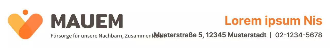 Werbedesign mit dem Logo und dem Namen des Administrative Welfare Centre in warmen Orange- und Gelbtönen