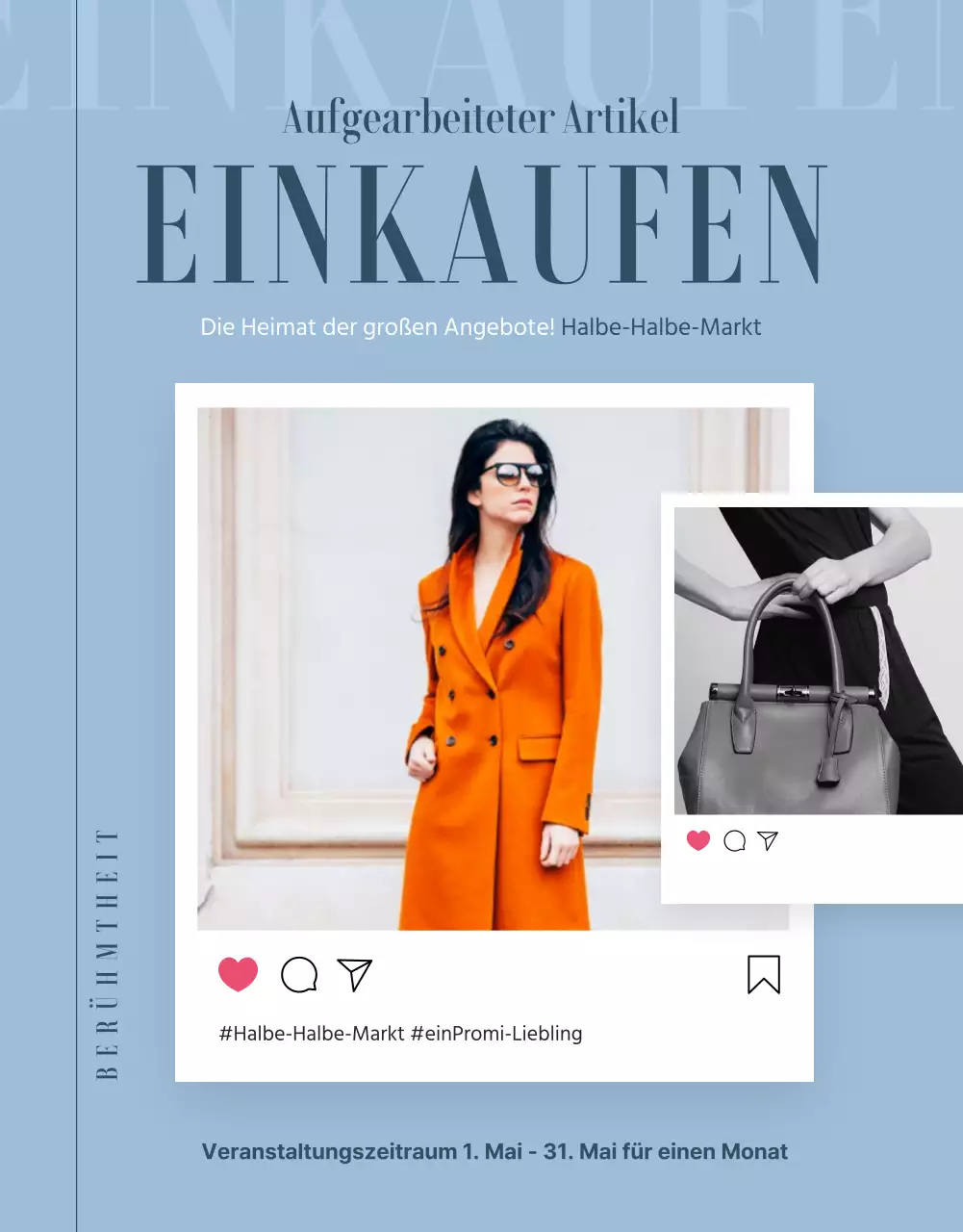Hellblaues Instagram-Theme für renovierte Produktführer