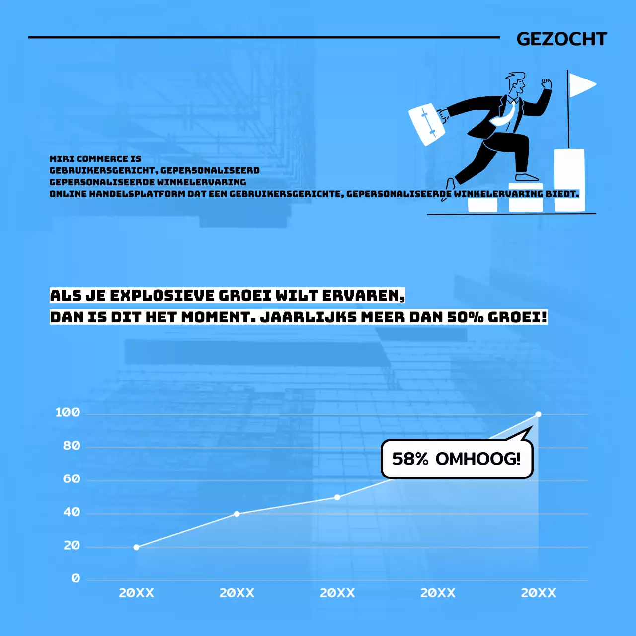 Werven voor stages met illustraties in lichtblauw en zwart