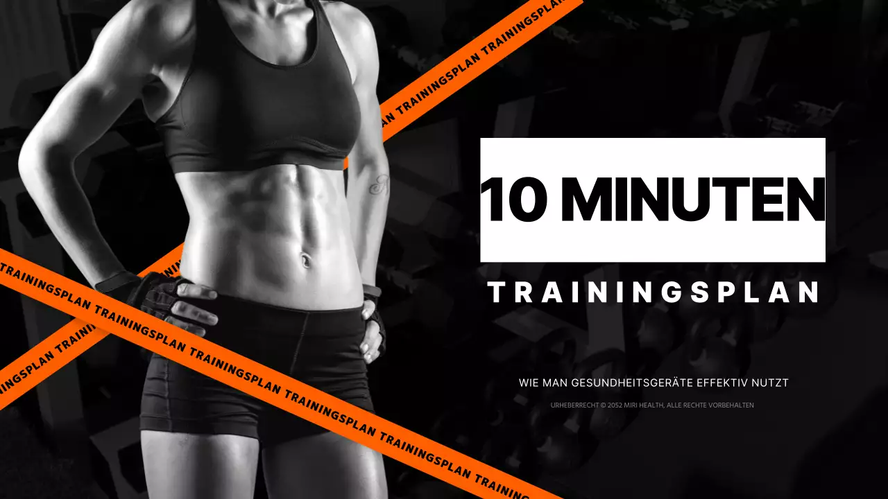 10-Minuten-Fitness-Workout-Plan in Schwarz und Orange
