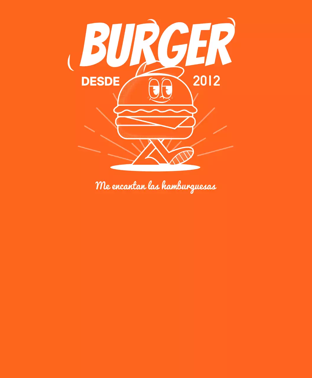 Concepto de hamburguesa uniforme de tienda en naranja y blanco