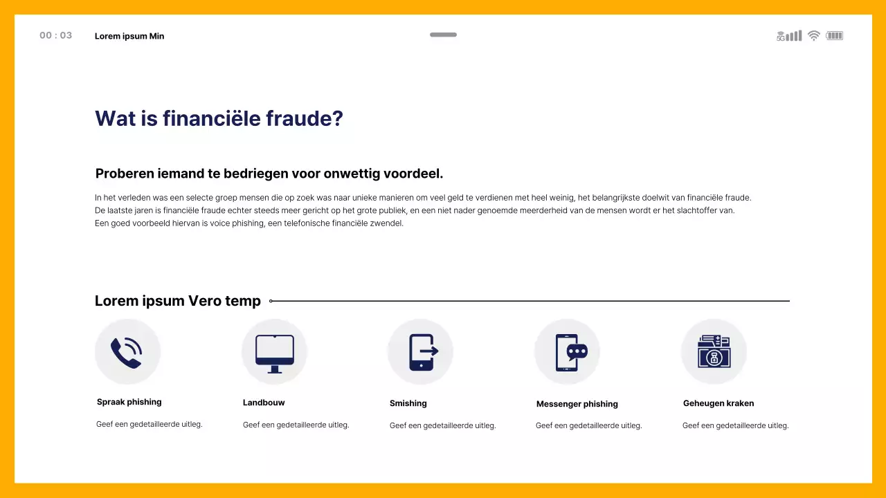 Educatief thema voor financiële fraude met mobiele template