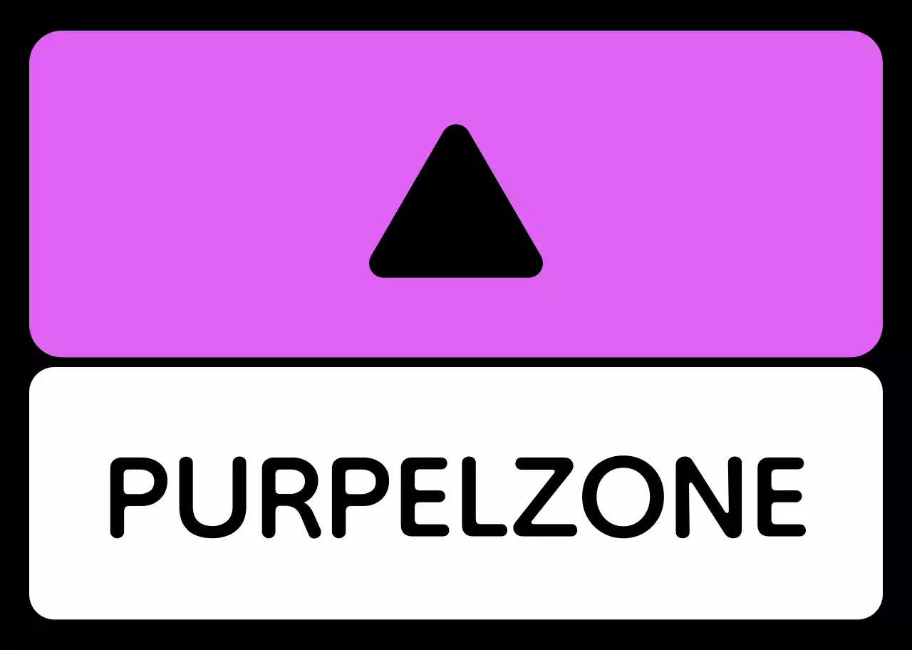 Ein einfacher Zonenführer mit grünem, blauem, violettem Text und dreieckiger, quadratischer Geometrie