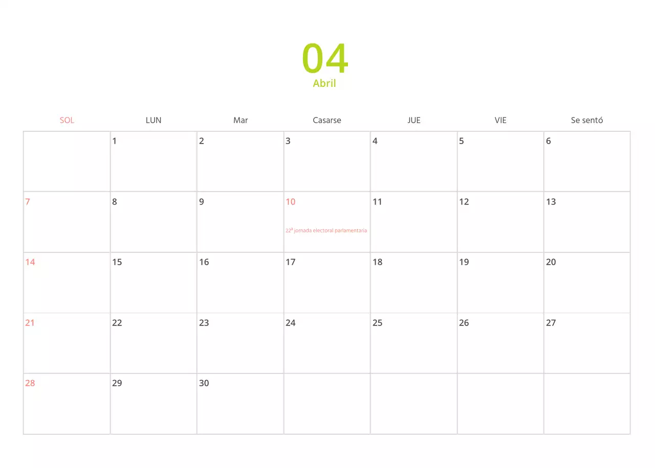 Calendario ilustrado multicolor