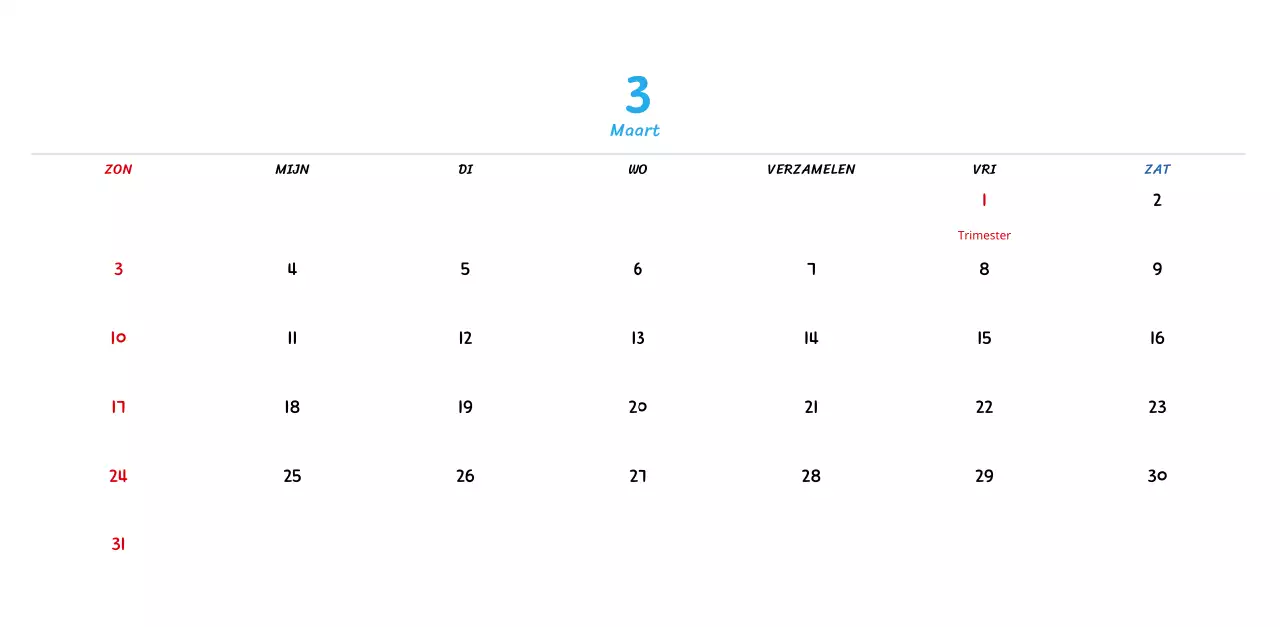 Nieuwjaarskalender met schattige lijnillustraties