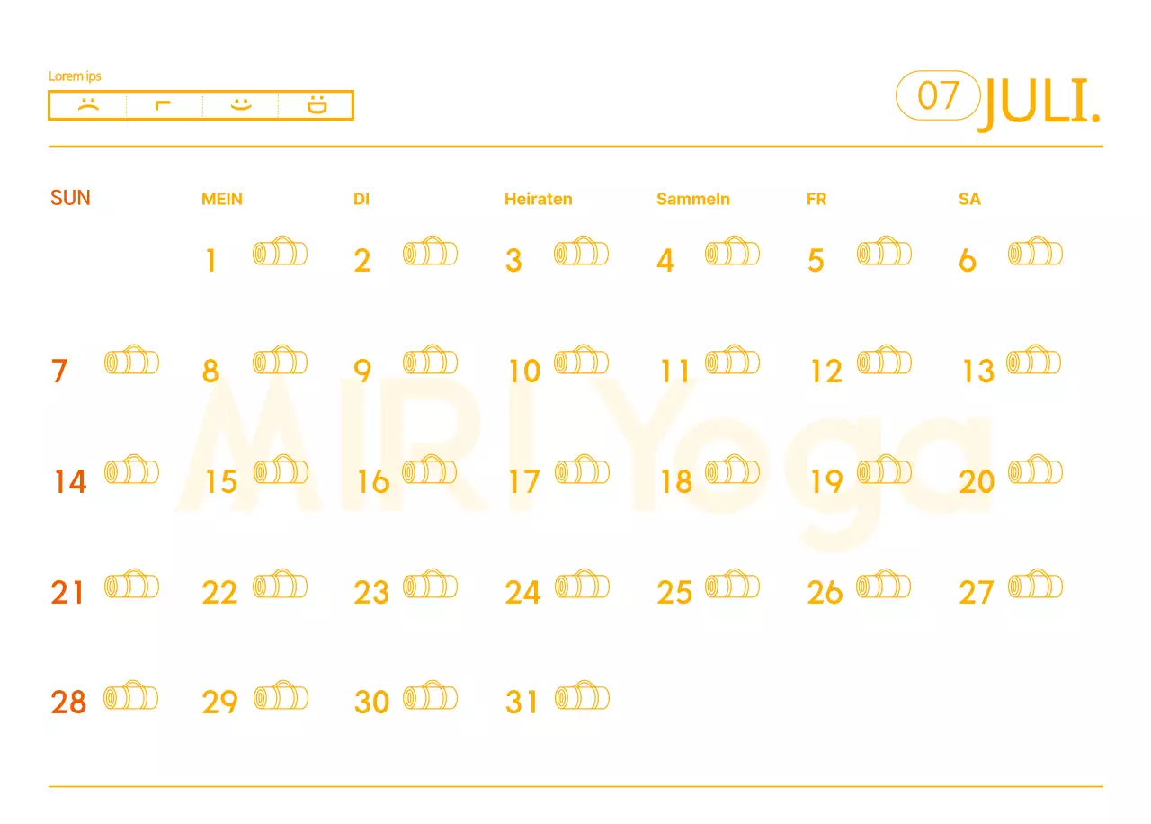 Orangefarbene Kalender zum Verschenken bei der Werbung für Ihr Yogastudio