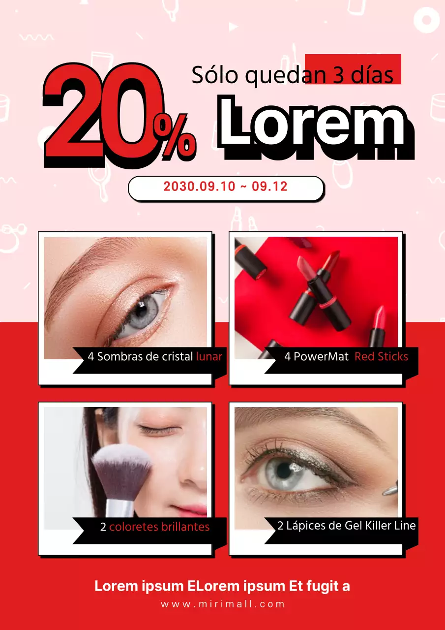 Promocione un evento de descuento en la compra conjunta con fotos de productos en rojo