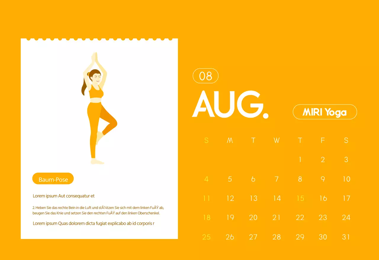 Orangefarbene Kalender zum Verschenken bei der Werbung für Ihr Yogastudio