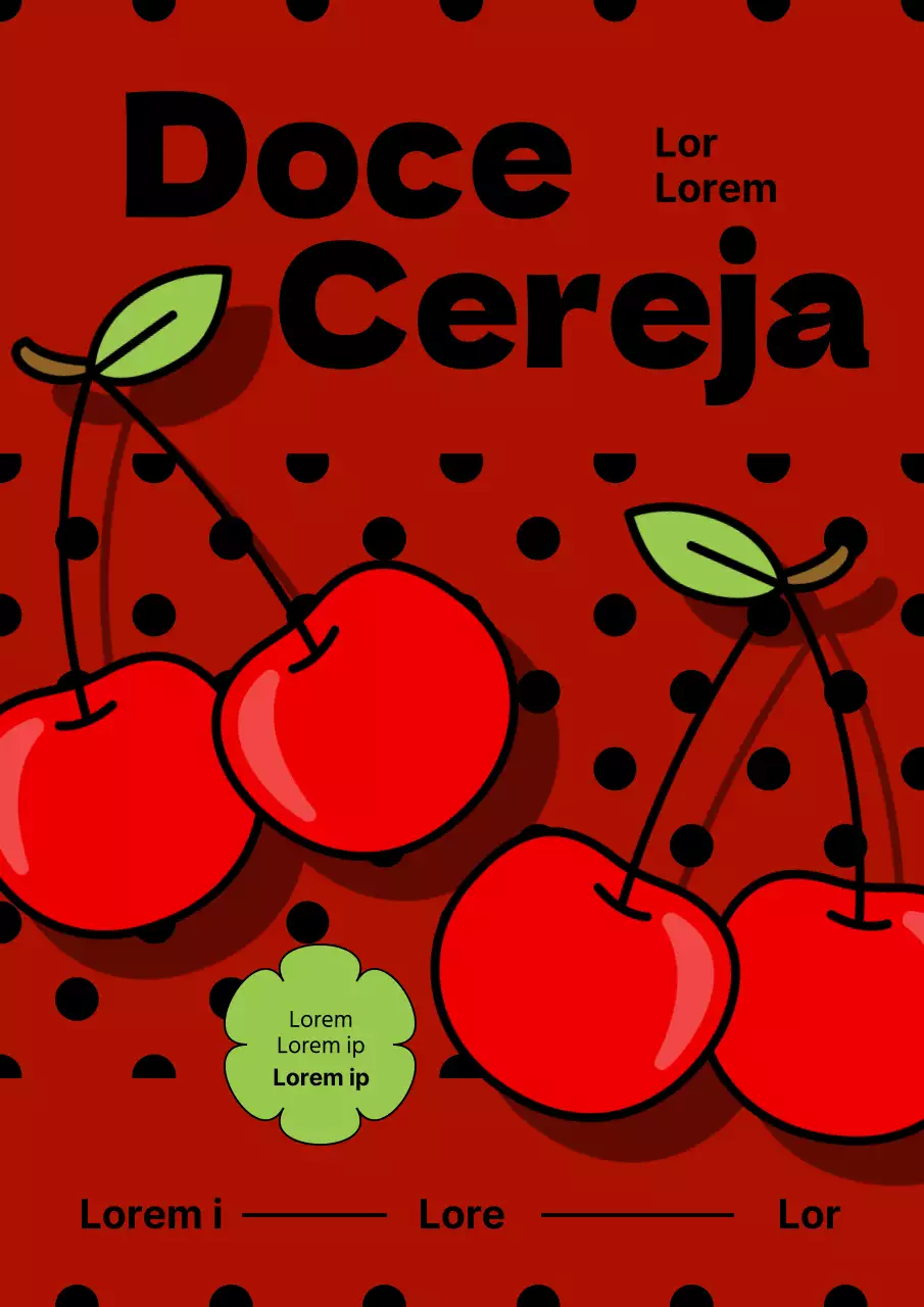 Promover uma venda de cerejas vermelhas e kitsch