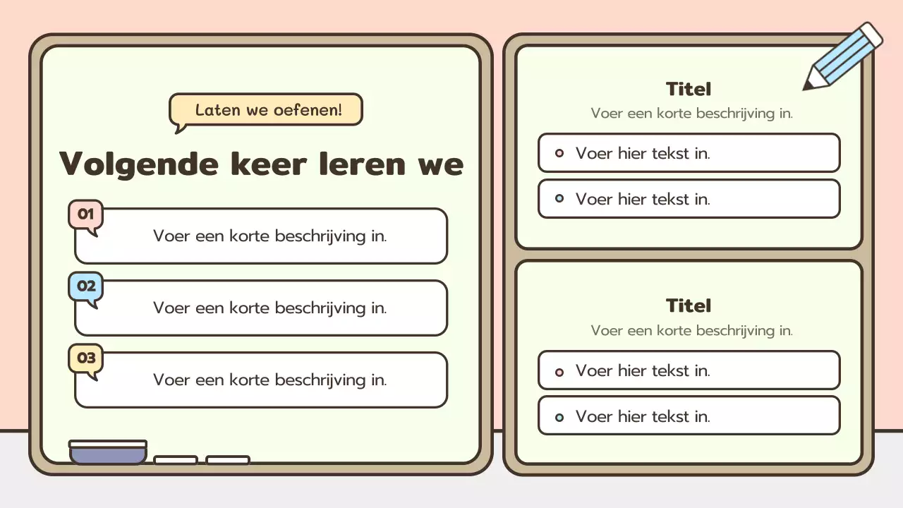 Pastelkrijtbord thema schattige illustraties voor in de klas