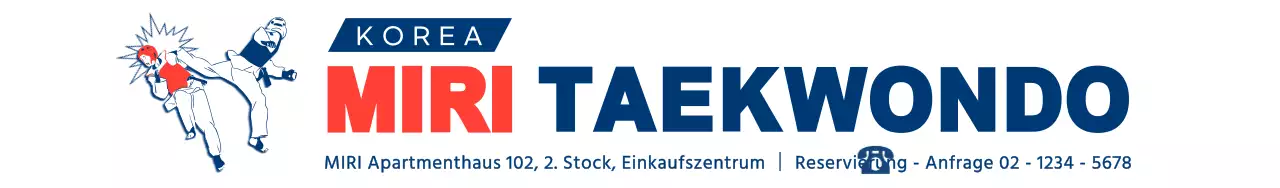 Rote und marineblaue Taekwondo Illustration und Text Kombination Stil für Werbe-und Informationszwecke