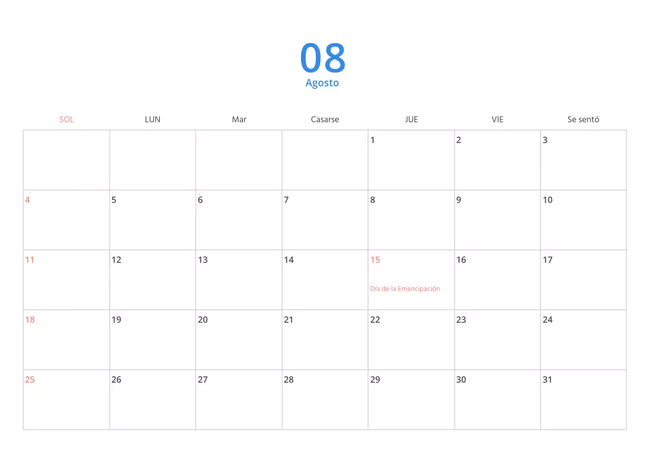 Calendario ilustrado multicolor